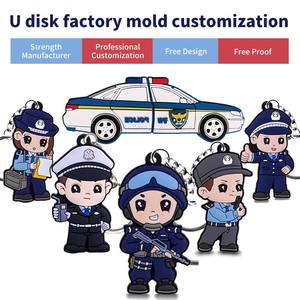 Promotion Cadeau Police Forme Widgets Personnalisé <span class=keywords><strong>Dessin</strong></span> <span class=keywords><strong>Animé</strong></span> CuteKey Anneau 2D En Caoutchouc Porte-clés Accessoire Pendentif Doux Pvc Porte-clés - Product Image 6