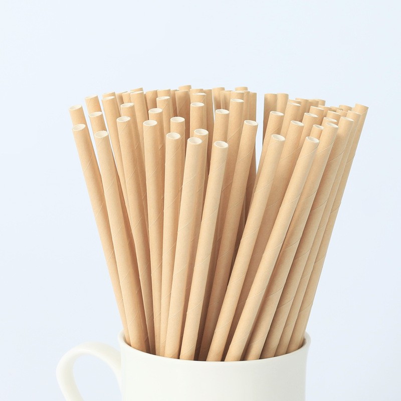 6x197mm Kraft White Color Disposable Eco-Friendly Biodegradable Paper Straws Bulk for Bar Juice Drinks Cocktail Soft Drinks