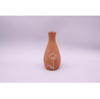Vase à fleurs en céramique terracotta, finition sculptée à la main, écologique, durable, léger, biodégradable, pot de fleurs vintage pour la maison et le jardin