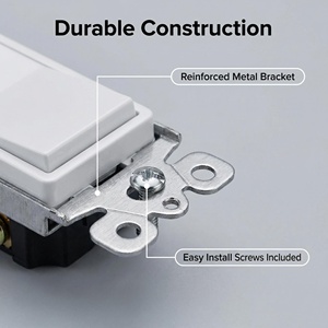 Interruptor Basculante con Certificación <span class=keywords><strong>UL</strong></span>/CUL, 15A 120V-277V, Interruptor de Pared Unipolar, Interruptor Basculante Estadounidense para Iluminación Eléctrica - Product Image 3