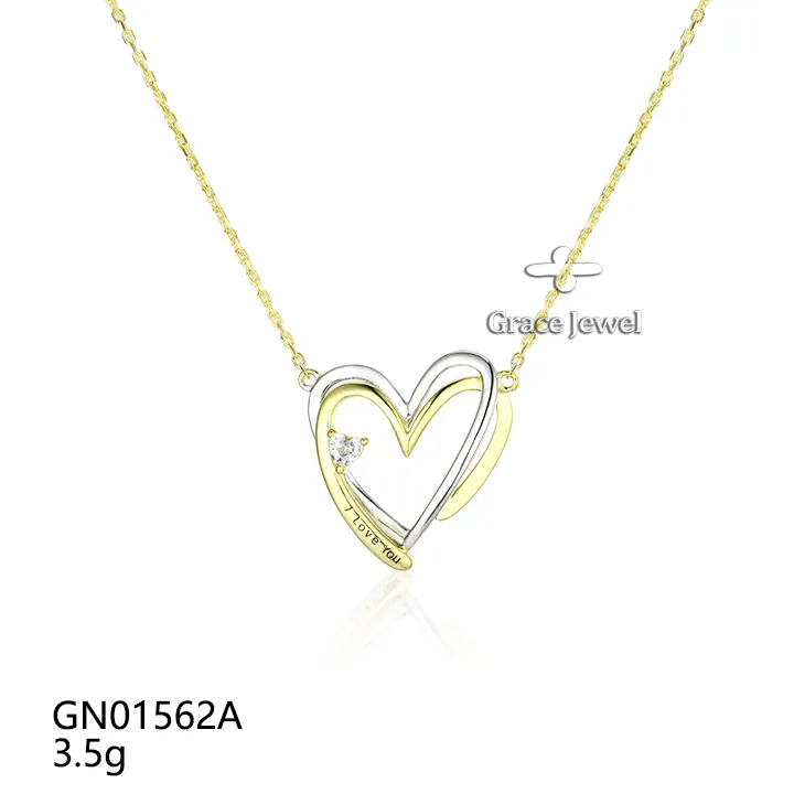 Grace Jewelry Interlock Heart Lover Plata de Ley 925 2 tonos de colores joyería de moda personalizada collares chapados en oro