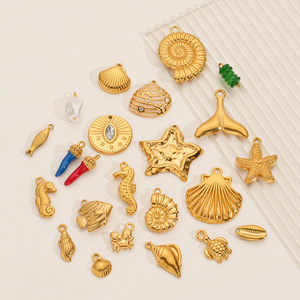 Encantos Costeros Dorados |   Colgante Infantil de Acero Inoxidable Chapado en Oro PVD de 18K para Fabricación de Joyería DIY |   Impermeable e Hipoalergénico - Product Image 4