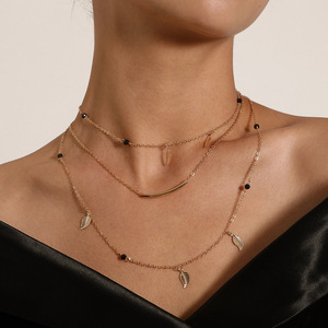 Joyería transfronteriza europea y americana, colgante de tubo curvo de hoja pequeña a la moda para mujer, moda Retro Simple multielemento - Product Image 3