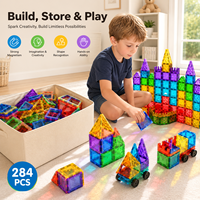 Ensemble de construction de tuiles magnétiques EPT, 284 pièces, construction de château coloré, jouet éducatif STEM pour enfants de 3 ans et plus