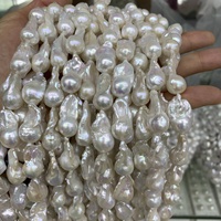 Factory Sale 22-26mm Wrinkle-Flawless Baroque White Freshwater Pearls Natural Loose Middle Size String Elegant Jewelry Making