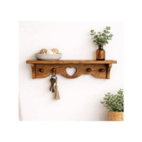 Étagère murale en forme de cœur style ferme avec crochets - Organisateur rustique en bois pour entrée ou buanderie, Décoration de chambre d'enfant
