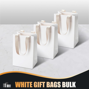 Sac de shopping blanc haut de gamme avec poignée en ruban, taille personnalisée, sac en papier spécial pour cadeau de mariage, emballage écologique - Product Image 6