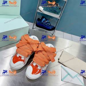<b>White</b> and Orange Low Top Skate Sneakers with Oversized <b>Laces</b> Casual Street Shoes - Product Image 2
