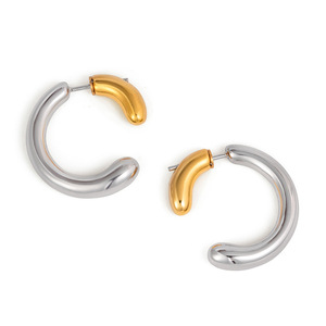 <b>Cuff</b> <b>Earrings</b> Geometric Two Tone Gold And Silver Stainless Steel Everyday Wear - Product Image 5