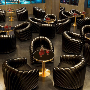 Nouveau Design Mobilier de Bar Moderne Canapé Confortable pour Café Fauteuil de Détente pour Bar à Vins Discothèque Club Cigare Fauteuil Simple en <span class=keywords><strong>Cuir</strong></span> Noir - Product Image 1