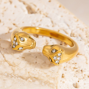 Animal Zodiac Head <b>Ring</b> 18k <b>Gold</b> Plated Pave Setting Unisex Fashion Jewelry Gift - Product Image 3
