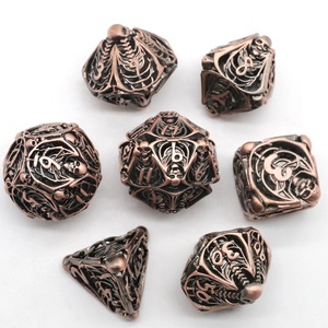 Juego de Dados Poliédricos de Dragón de Cobre Puro Hueco, 7 Piezas, Ecológicos, Duraderos, para Juegos de Rol DND COC TRPG, Números Dorados, Coleccionables - Product Image 2
