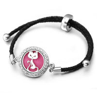 Bracelet diffuseur d'huiles essentielles en acier inoxydable à motif personnalisé, bracelet en cuir réglable pour femmes, bijoux avec locket