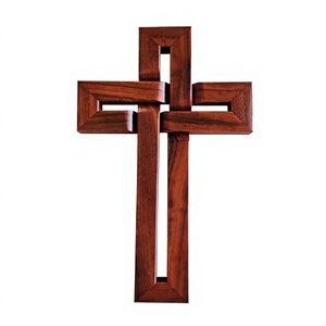Escultura de Cruz Religiosa de Madera Estilo Art Deco Rústico con Incrustaciones de Resina Verde Azulado, Lavable, para Decoración del Hogar, Sala de Estar, Regalo de Bautizo - Product Image 4