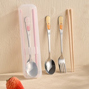 Hot Sale 304 Stainless Steel Portable Birthday Flatware <strong>Childrens</strong> Student Spoon Fork Chopsticks <strong>Cutlery</strong> <strong>Set</strong> Creative Cute - Product Image 3