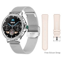 Reloj Inteligente para Mujer NX19 con Marco de Diamantes, Pantalla TFT HD de 1.3 Pulgadas, IP67, Llamadas Bluetooth, Monitoreo del Sueño, Carga Inalámbrica, 5-10 Días de Autonomía