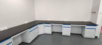 Table de laboratoire en acier massif avec support pour réactifs et plateau en résine époxy, pour universités et laboratoires pharmaceutiques, certifiée CE.