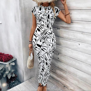 Элегантная Высококачественная Женская одежда, летнее платье в пол с полосатым воротником, коротким рукавом и поясом - Product Image 4