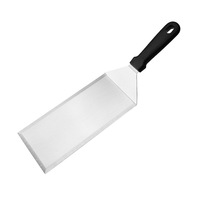 Spatule à steak en acier inoxydable de style japonais, manche en plastique, spatule plate pour la cuisson au teppanyaki, spatule anti-fuite pour les crêpes, la cuisson au barbecue