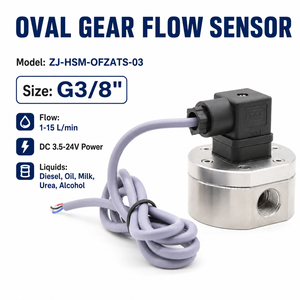 Capteur de débit en acier inoxydable DN10 ZJ-HSM-OFZAT G3/8'' à engrenages ovales, 1-15L/min, haute précision, pour dosage d'huile pour robot culinaire - Product Image 1