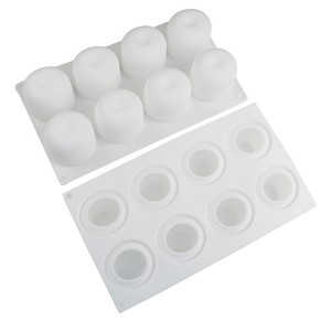 8-Cavity <b>Silicone</b> Apple Cake Mold For <b>Baking</b> DIY Dessert Mousse Mold With Leaf Detail - Product Image 3