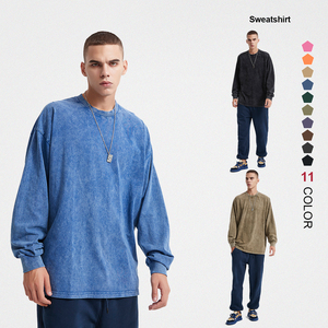 Wholesale 250 Grams Heavyweight Cotton Streetwear <b>Oversized</b> Tshirt High Quality Custom Blank Wash Long Sleeve t <b>Shirts</b> - Product Image 1
