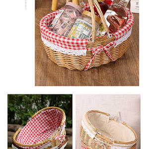 ตะกร้าปิกนิกหวายธรรมชาติอเนกประสงค์พร้อมที่จับและฝาอุปกรณ์จัดเก็บหวายสำหรับใช้งานกลางแจ้งและที่บ้าน - Product Image 6