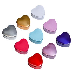 Petites boîtes en étain en forme de cœur, boîtes de rangement en métal réutilisables pour les cadeaux de mariage, les bonbons, les bijoux, les cosmétiques et les cadeaux de la Saint-Valentin - Product Image 1