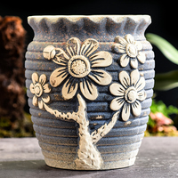 Style campagnard Mini céramique Rose & Morning Glory Pots de jardin bleu clair bleu ciel jardinières rustiques porcelaine mignonne pour la décoration extérieure
