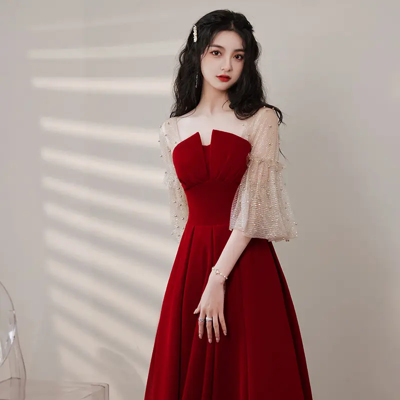 달콤한 공주 연예인 우아한 한국 패션 디너 드레스 여성용 이브닝 드레스