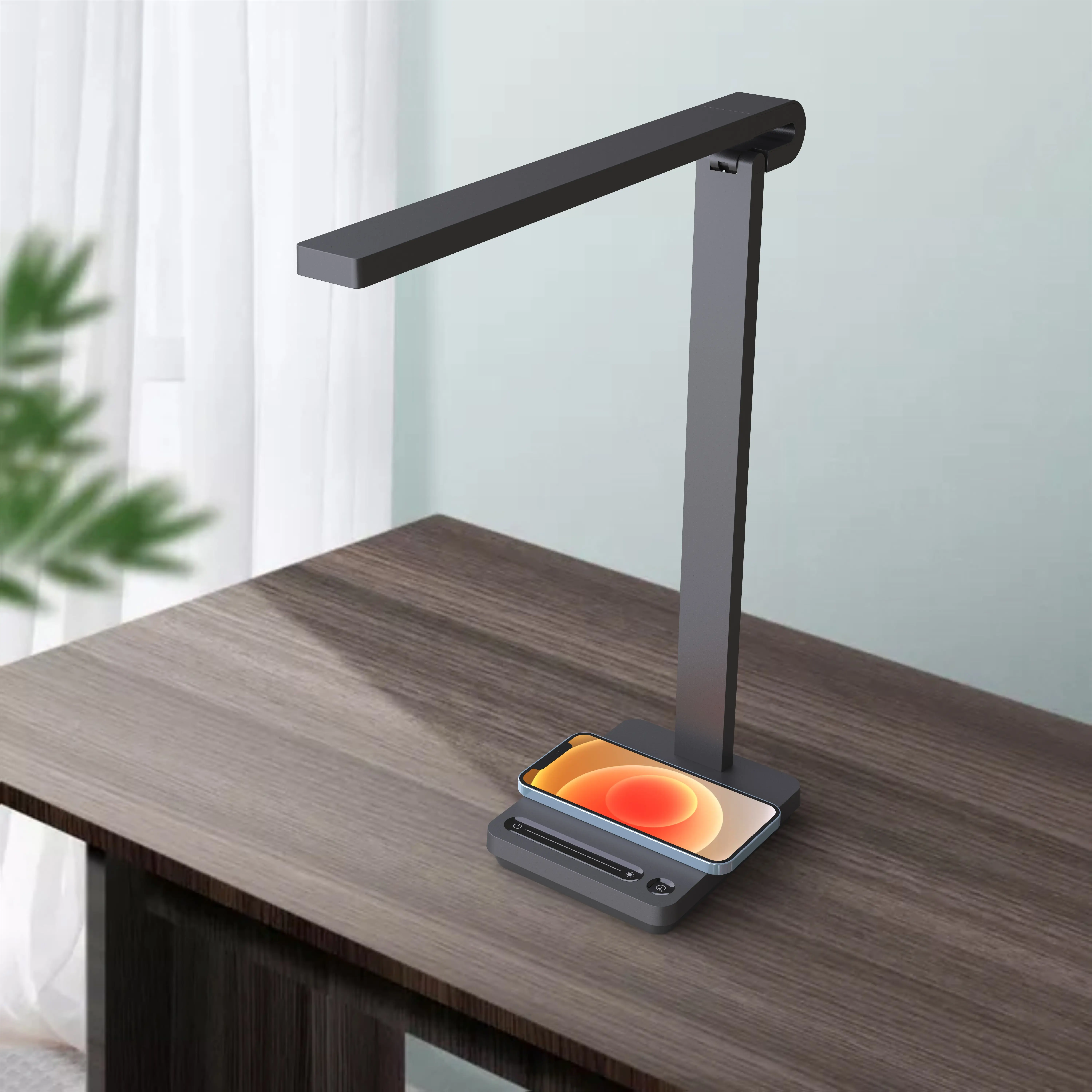 Amazon hot selling foldable led desk lamp wireless charging with USB port