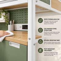 Lit superposé modulaire contemporain en métal pour étudiants avec bureau et armoire pour dortoir scolaire, auberge