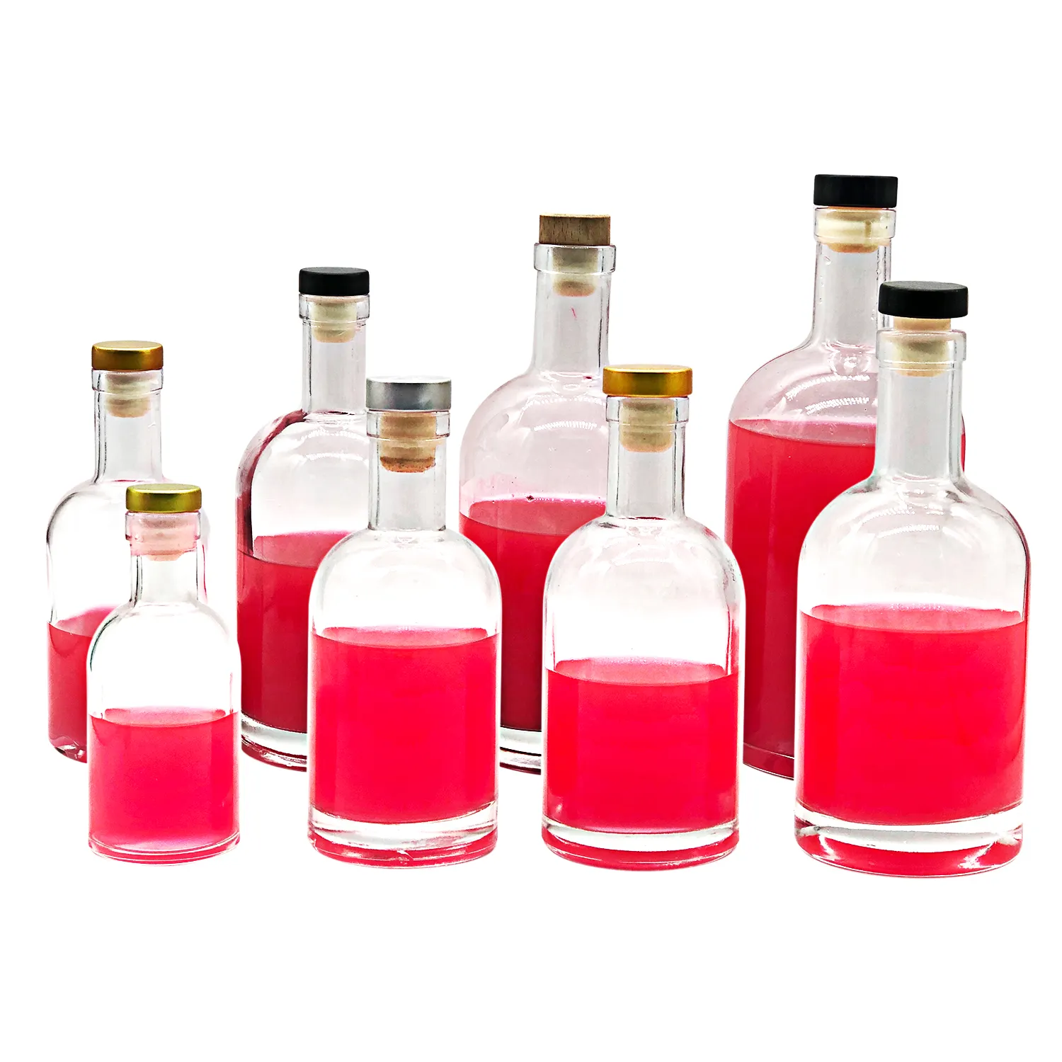 200ml 375ml 750ml 1000ml 3000ml 3L Wodka Glasflaschen Alkohol & Spririt Glasflasche leere Wodka Glasflasche mit Kork