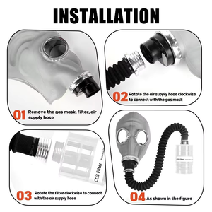 Masque à gaz de survie intégral tactique anti-toxique avec filtre pour peinture et filtre à charbon actif de 40 mm pour la poussière - Product Image 6
