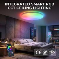 Plafonnier LED intelligent RGB CCT WiFi BLE avec télécommande via application, 10W RGB 24W double blanc, variateur d'intensité, montage encastré, applique murale moderne pour la maison
