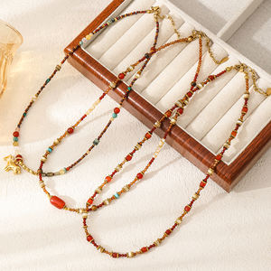 Collar de Ágata Roja Novedades 2026, Collar de Piedras Naturales con Cuentas, Collar con Colgante de Caballo Animal Único, Cadena de Acero Inoxidable - Product Image 4