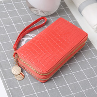 Dompet Wanita Grosir Model Clutch Motif Kulit Buaya Bahan PU dengan Penutup RFID, Tas Ponsel Murah