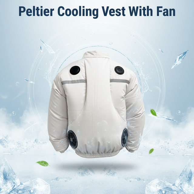 12V Summer Breathable Polyester Men's Long Sleeve Work Clothes Peltier Cooling Jacket with Fan Set