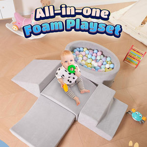 Ensemble de jeu en mousse tout-en-un pour enfants, piscine à balles avec blocs souples et balles, tapis de jeu pour tout-petits de 4 à 6 ans - Product Image 1