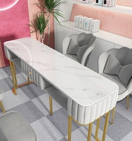 Ensemble table et chaise de manucure moderne de luxe léger et écologique avec plateau en marbre pour centre commercial/salon, usage individuel/double, pour salon de manucure