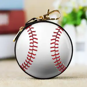 귀여운 동전 지갑 열쇠 고리 가방 보관 야구 지퍼 동전 지갑 키 체인 지갑 이어폰 케이스 가방 야구 연인 장난감 지갑