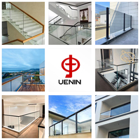 Système de garde-corps en U en acier inoxydable et aluminium, pour balcon, extérieur, jardin, verre trempé de 10 à 21 mm, trous pré-percés, facile à installer