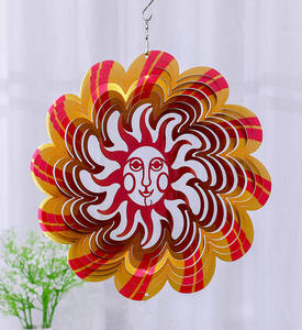 Decoración para el Hogar, Regalos, Molinillo de Viento de Flores Coloridas de Acero Inoxidable 3D de 12 Pulgadas, Logotipo Personalizado para Exteriores - Product Image 4