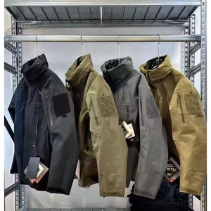 <span class=keywords><strong>Chaqueta</strong></span> impermeable de nailon tejido sólido para hombre, para actividades informales al aire libre, transpirable, con soporte fino y cremallera, a prueba de viento, impermeable - Product Image 2