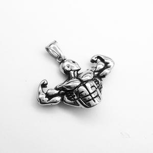 Hip Hop Fitness personalizado músculo masculino impermeable Acero inoxidable joyería colgante collares chapado en oro para hombres al por mayor - Product Image 4