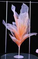 Grande fleur géante en organza couleur champagne, centre de table de mariage en soie surdimensionné, décoration pour événements et fêtes, vente en gros