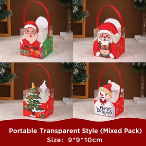 Set Kotak Hadiah Apel Natal dari Kertas Kraft, Santa, Rusa, Manusia Salju, Tas Permen Lucu, Kotak Hadiah Liburan Grosir - Product Image 5