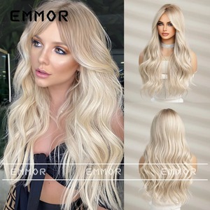 Peluca de Cabello Largo y Rizado para Mujer, Color <span class=keywords><strong>Rubio</strong></span> <span class=keywords><strong>Degradado</strong></span>, Ondas Grandes, Encaje Completo, 150% de Densidad, Cobertura Total, Estilo Natural - Product Image 2