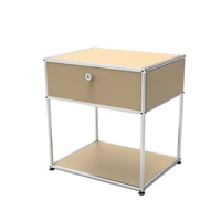 Table de chevet modulaire de style USM avec cadre en acier inoxydable et porte rabattable verrouillable pour le salon, la chambre à coucher, armoire de rangement