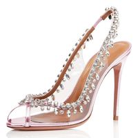 Pvc Fishmouth Grote Vrouwen Schoenen Gorgeous Chain Boor Mode Schoenen Banket Jurk Schoenen